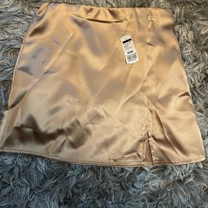 Gold silk mini skirt